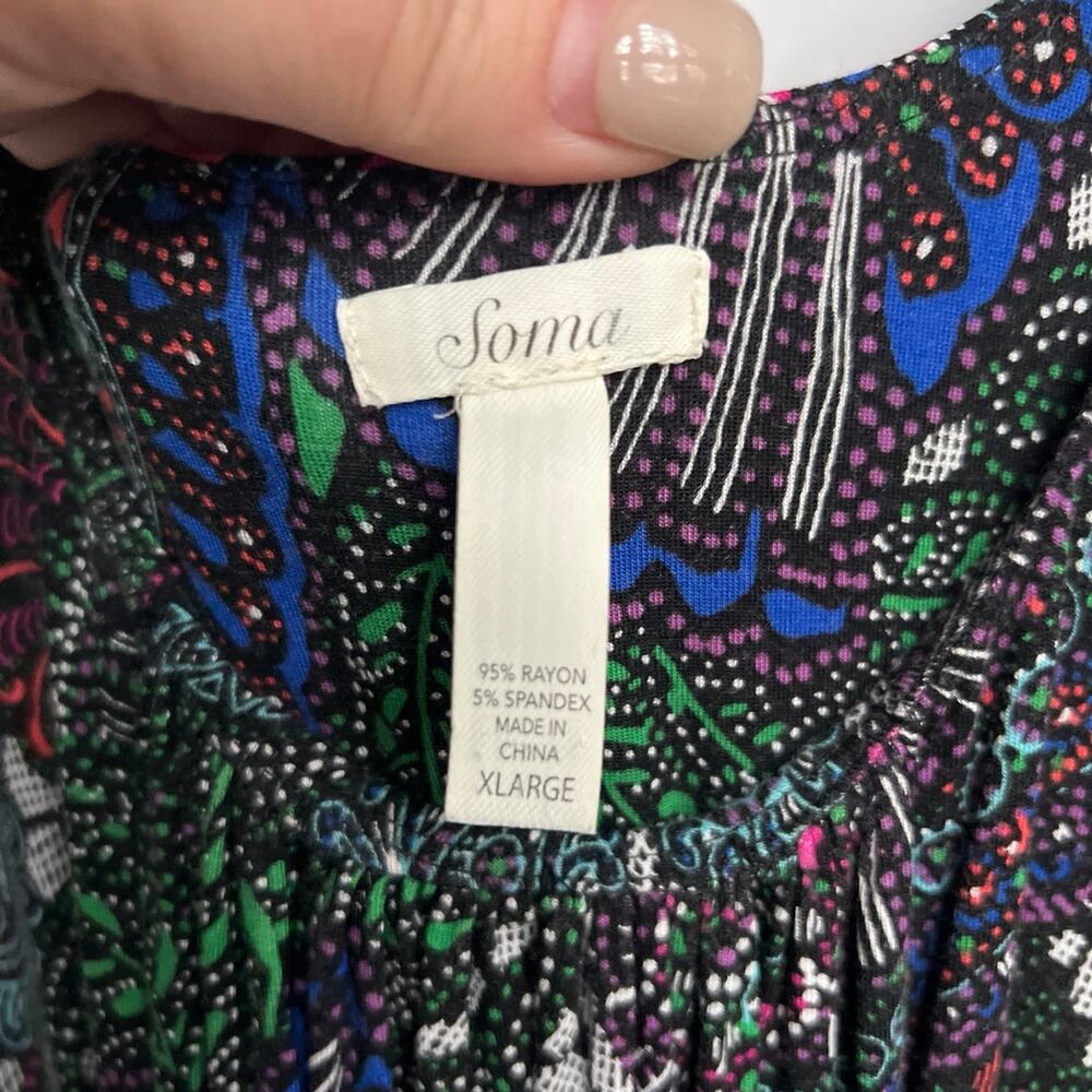 Soma Bright Colorful Paisley Print Sleeveless Soft‎ Stretch Maxi Dress Sz XL - Picture 3 of 3